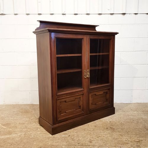 fig 2. ANTIQUE LATE VICTORIAN MAHOGANY GLAZED BOOKCASE C1890