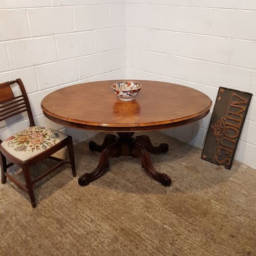 Antique Victorian Burr Walnut Oval Breakfast Table  C1880