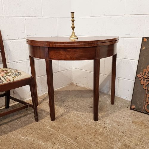 Antique Regency Mahogany Demi Lune Fold Over Table C1900