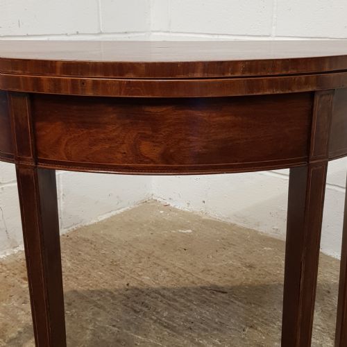 fig 1. ANTIQUE REGENCY MAHOGANY DEMI LUNE FOLD OVER TABLE C1900