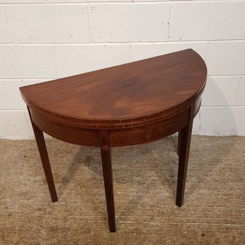 fig 2. ANTIQUE REGENCY MAHOGANY DEMI LUNE FOLD OVER TABLE C1900