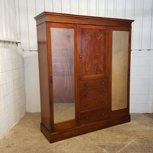 fig 2. ANTIQUE EDWARDIAN INLAID MAHOGANY WARDROBE COMPACTUM C1900