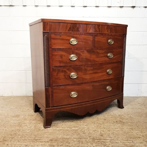 fig 2. ANTIQUE REGENCY MAHOGANY BOW FRONTED CHEST OF DRAWERS C1820