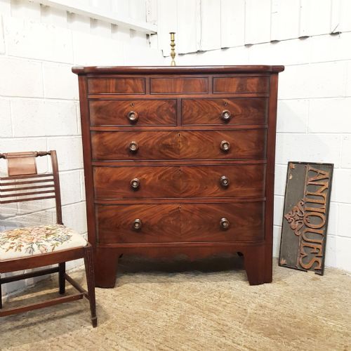 Antique Victorian Mahogany Bow Front Chest of Drawers C1880