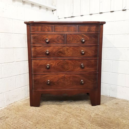 fig 1. ANTIQUE VICTORIAN MAHOGANY BOW FRONT CHEST OF DRAWERS C1880