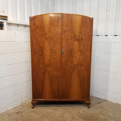 fig 2. ANTIQUE ART DECO BURR WALNUT DOUBKE WARDROBE C1920