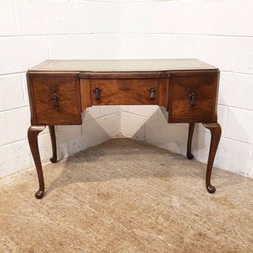 fig 2. ANTIQUE BURR WALNUT QUEEN ANNE WRITING DESK C1920