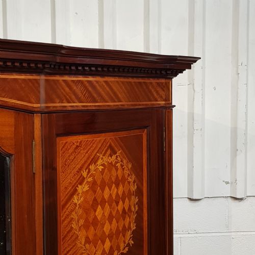 fig 2. ANTIQUE LATE. VICTORIAN INLAID MAHOGANY BOW FRONT TRIPLE WARDROBE C1890