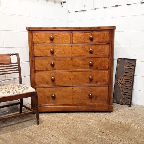 Antique Victorian Burr Walnut Chest of Drawers C1880