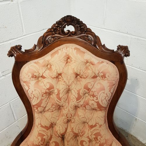 fig 2. ANTIQUE 19TH CENT BIEDERMEIER WALNUT SHOW FRAME SALON ARMCHAIR C1870