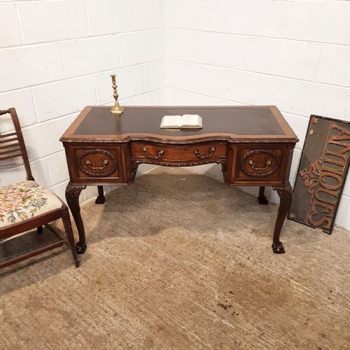 fig 2. ANTIQUE EDWARDIAN CHIPPENDALE MAHOGANY WRITING DESK C1900