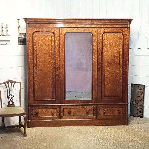 Antique Victorian Maple Triple Wardrobe C1880