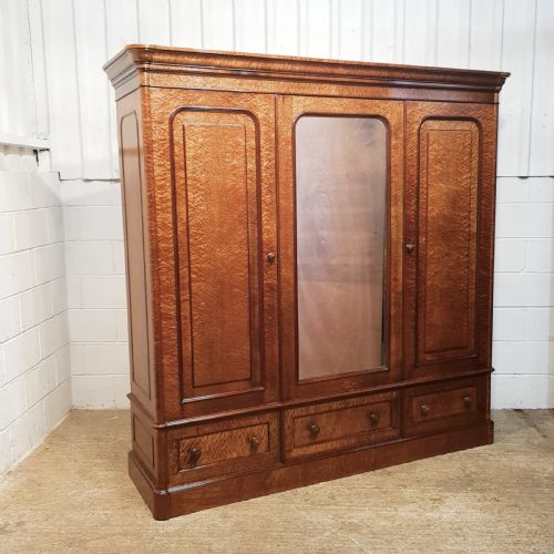 fig 1. ANTIQUE VICTORIAN MAPLE TRIPLE WARDROBE C1880