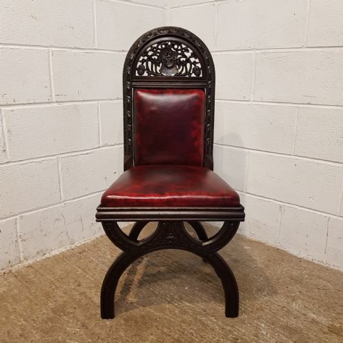 Antique Black Forest Carved Oak Hall Chair C 1900