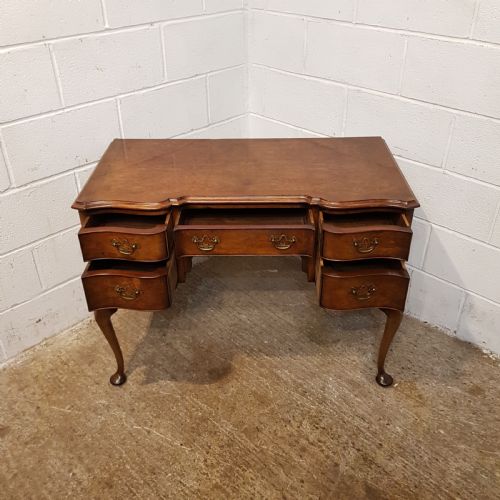fig 1. ANTIQUE BURR WALNUT SERPENTINE SHAPED DESK C1920