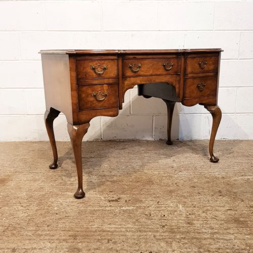 fig 2. ANTIQUE BURR WALNUT SERPENTINE SHAPED DESK C1920