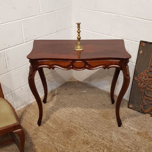 Antique  19th Century French Mahogany Serpentine Shaped Side Table C1880