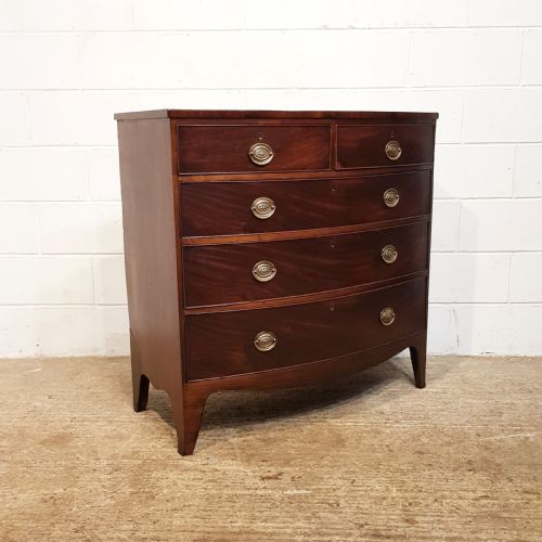 fig 1. ANTIQUE REGENCY MAHOGANY BOW FRONT CHEST OF DRAWERS C1820