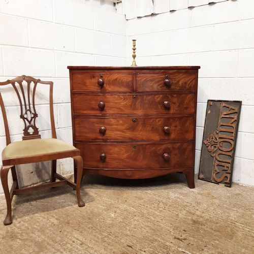 Antique Victorian Mahogany Bow Front Chest of Drawers C1880