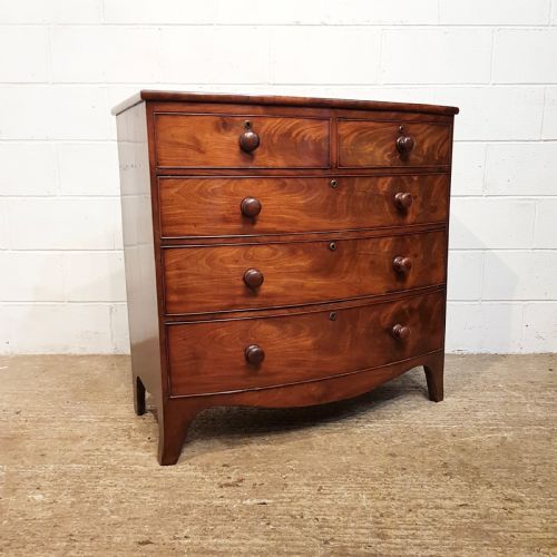 fig 1. ANTIQUE VICTORIAN MAHOGANY BOW FRONT CHEST OF DRAWERS C1880