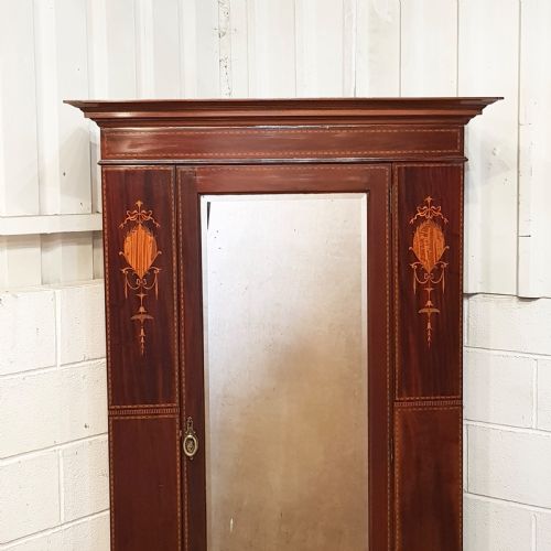 fig 2. ANTIQUE EDWARDIAN INLAID MAHOGANY SINGLE WARDROBE C1900