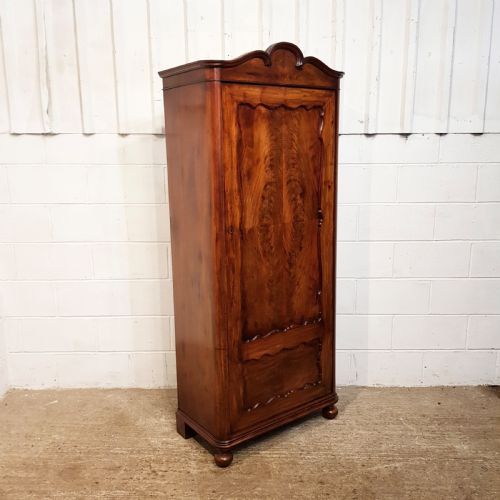 fig 1. ANTIQUE 19TH CENTURY BIEDERMEIER TALL NARROW MAHOGANY LINEN CUPBOARD C1850
