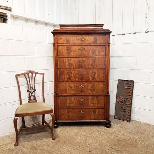 Antique 19th Century Flamed Mahogany Biedermeier Chest of Drawers C1860