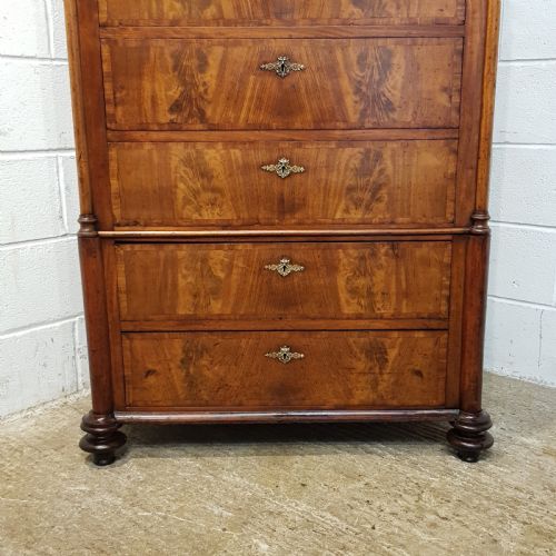 fig 1. ANTIQUE 19TH CENTURY FLAMED MAHOGANY BIEDERMEIER CHEST OF DRAWERS C1860