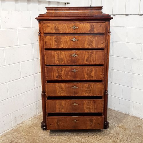 fig 2. ANTIQUE 19TH CENTURY FLAMED MAHOGANY BIEDERMEIER CHEST OF DRAWERS C1860