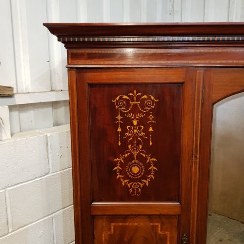 fig 2. ANTIQUE EDWARDIAN INLAID MAHOGANY TRIPLE WARDROBE C1900