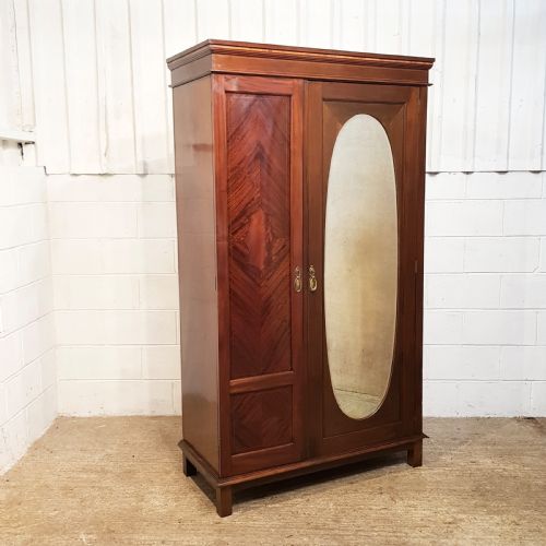 fig 1. ANTIQUE EDWARDIAN MAHOGANY DOUBLE WARDROBE C1900
