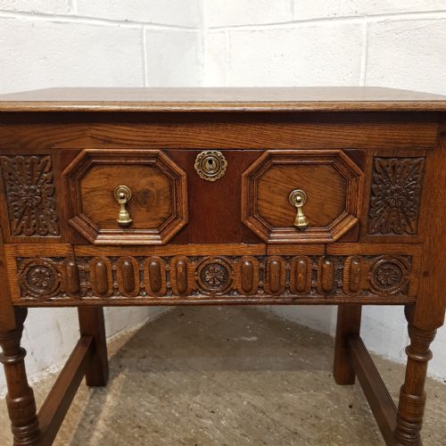 fig 2. ANTIQUE CARVED OAK SIDE TABLE C1920