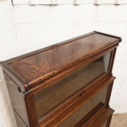 fig 3. ANTIQUE OAK GLOBE WERNICKE THREE TIER BOOKCASE C1920