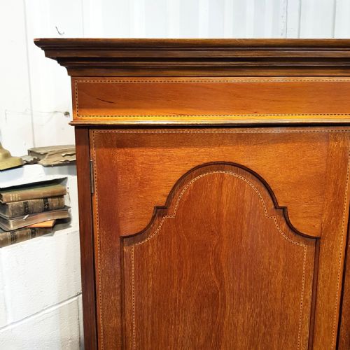 fig 1. ANTIQUE MAHOGANY INLAID TRIPLE WARDROBE C1900