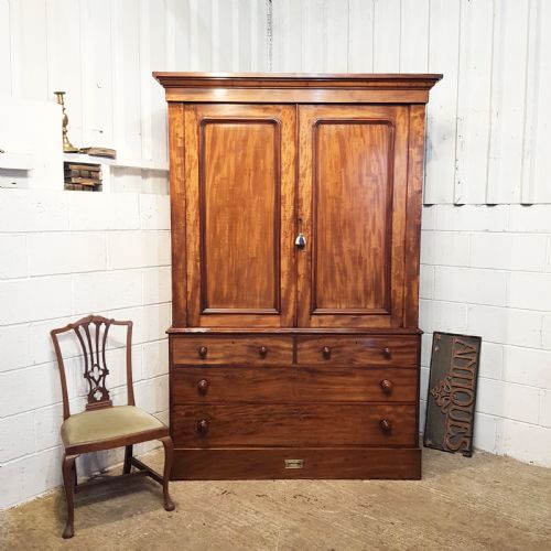 Antique Victorian Mahogany Linen Press C1880