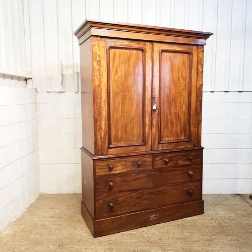 fig 1. ANTIQUE VICTORIAN MAHOGANY LINEN PRESS C1880
