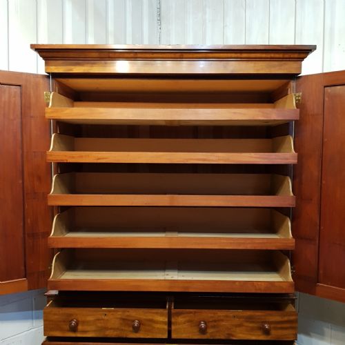 fig 2. ANTIQUE VICTORIAN MAHOGANY LINEN PRESS C1880
