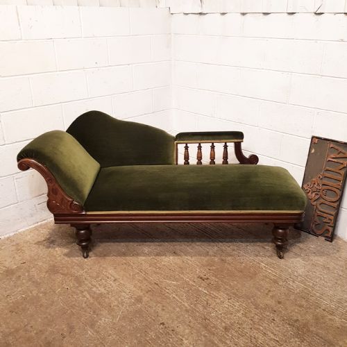 Antique Victorian Mahogany Show Frame Chaise Longue C1880