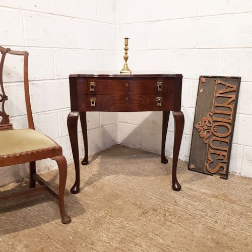 Antique Walnut Serpentine Fronted Side Table C1920