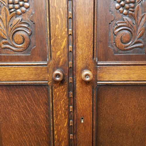 fig 2. ANTIQUE CARVED OAK DOUBLE WARDROBE C1920