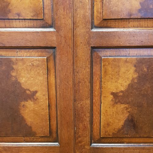 fig 2. ANTIQUE EDWARDIAN OAK & BURR WALNUY DOUBLE WARDROBE C1910