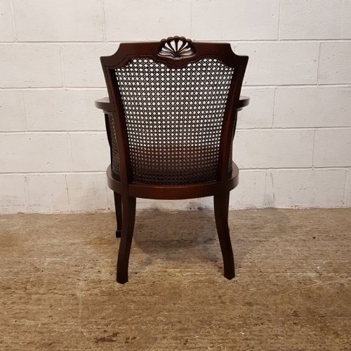 fig 2. ANTIQUE PAIR MAHOGANY BERGERE LIBRARY SALON CHAIRS C1920