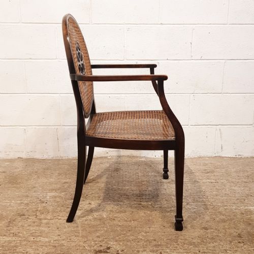 fig 1. ANTIQUE MAHOGANY FRAMED BERGERE LIBRARY SALON CHAIR C1920