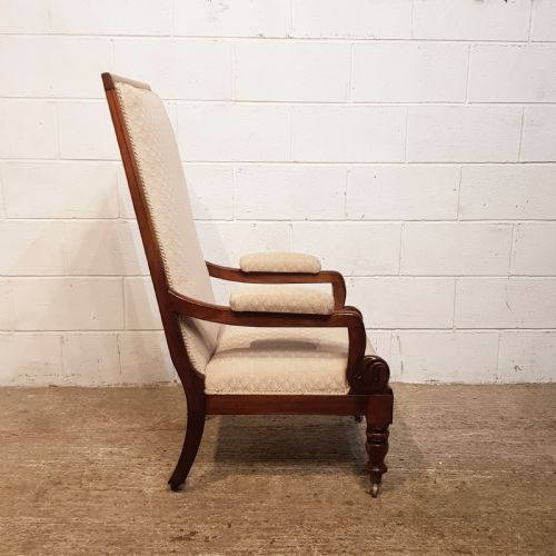 fig 2. ANTIQUE WILLIAM 1V MAHOGANY FRAMED HIGH BACK SALON ARMCHAIR C1830
