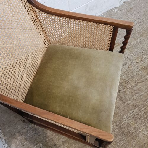 fig 1. ANTIQUE  EDWARDIAN BERGERE OAK ARMCHAIR C1900