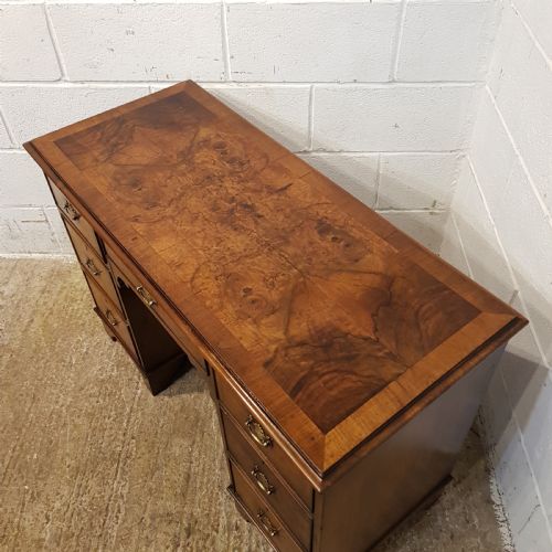 fig 1. ANTIQUE BURR WALNUT TWIN PEDESTAL DESK C1900
