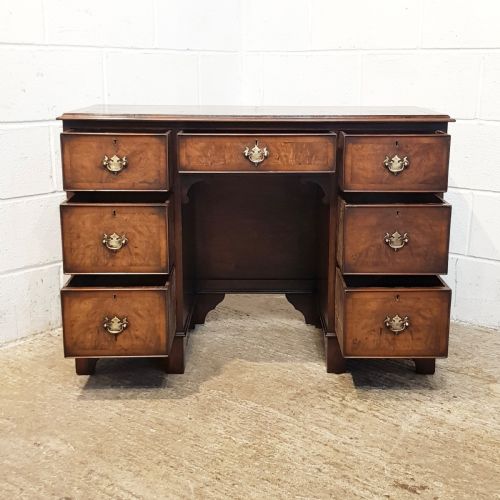 fig 2. ANTIQUE BURR WALNUT TWIN PEDESTAL DESK C1900