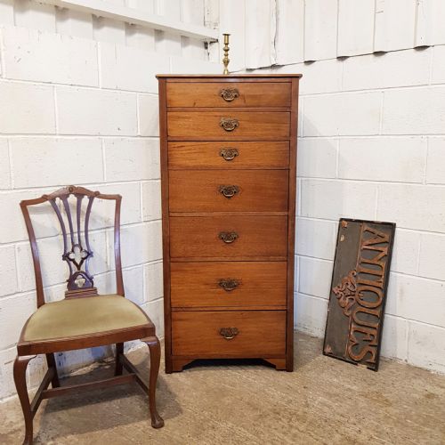 Antique Edwardian Tall Narrow Mahogany Chest of Drawers C1900