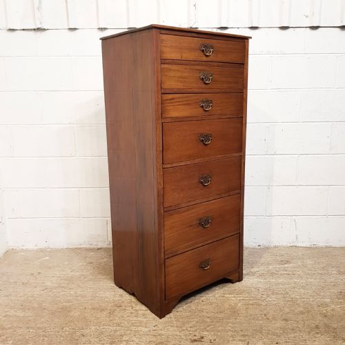 fig 2. ANTIQUE EDWARDIAN TALL NARROW MAHOGANY CHEST OF DRAWERS C1900