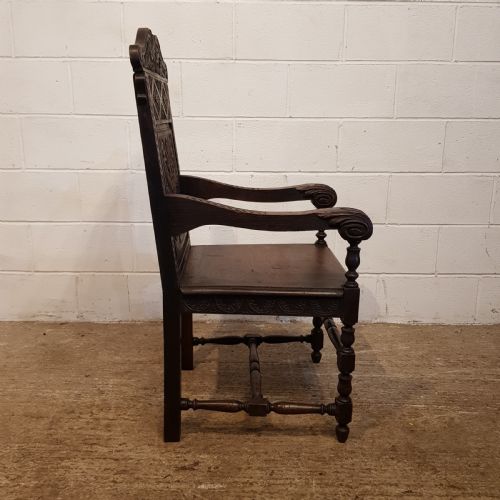 fig 1. ANTIQUE 19TH CENTURY ENGLISH OAK WAINSCOT CHAIR C1860